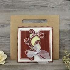 Square Wooden Invitation Card With Lace Butterfly Bow Delicate Invitation Customized